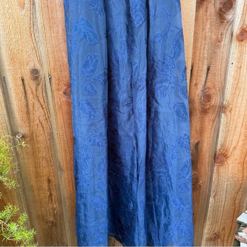 Navy Jacquard Tie-Back Full-Skirt Maxi Dress with Pockets 🌿 - Picture 10 of 12